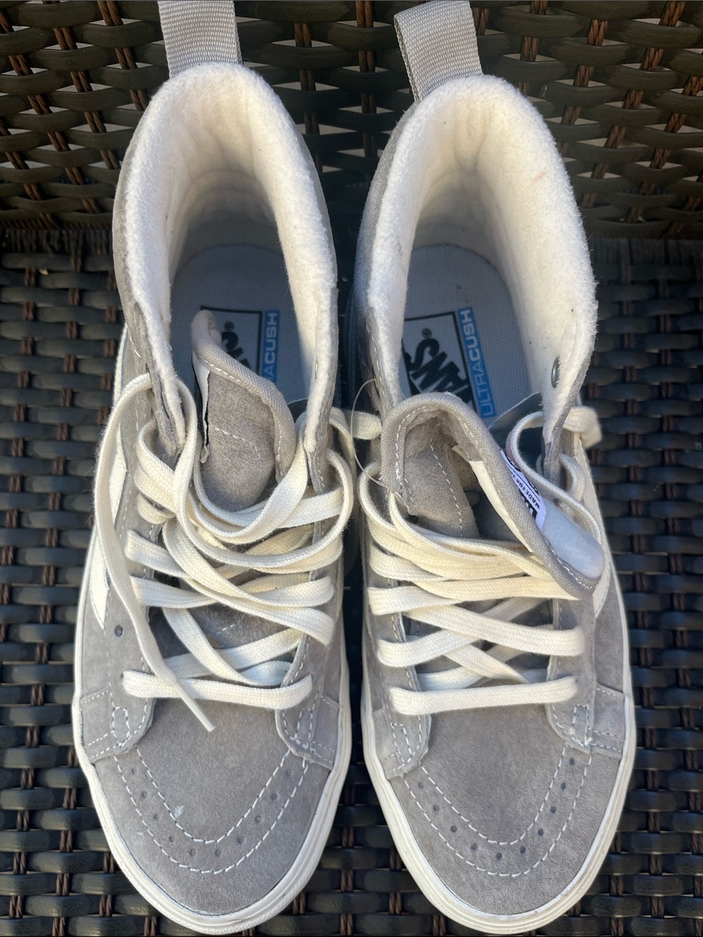 Vans Gray & White High-Top Suede Skate Shoes